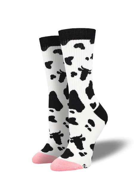 Socksmith ANC3146-WHI Steer Hide Active Crew Socks White front and side view of pair. If you need any assistance with this item or the purchase of this item please call us at five six one seven four eight eight eight zero one Monday through Saturday 10:00a.m EST to 8:00 p.m EST