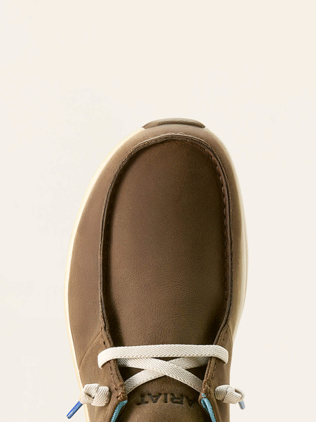 Ariat 10053820 Mens Buckeye Waterproof Shoe Artisan Tan toe view. If you need any assistance with this item or the purchase of this item please call us at five six one seven four eight eight eight zero one Monday through Saturday 10:00a.m EST to 8:00 p.m EST