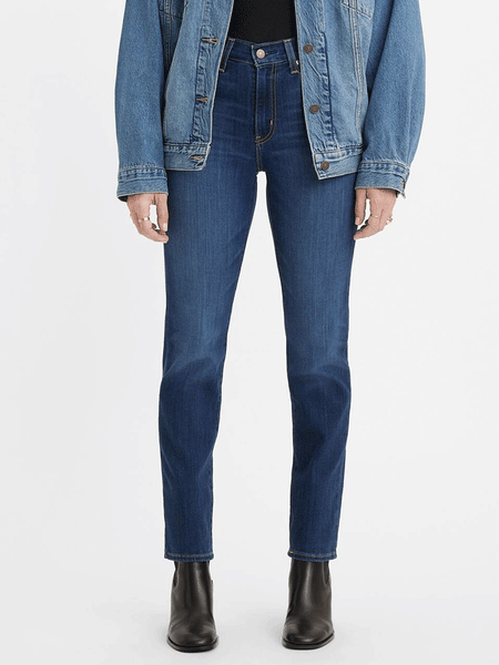 Levi's 188830048 Womens 724 High Rise Slim Straight Jean Dark Wash front view. If you need any assistance with this item or the purchase of this item please call us at five six one seven four eight eight eight zero one Monday through Saturday 10:00a.m EST to 8:00 p.m EST