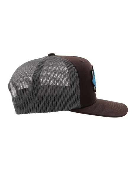 Hooey 2222T-BRGY Diamond Mid Profile Snapback Trucker Hat Grey And Brown right side view. If you need any assistance with this item or the purchase of this item please call us at five six one seven four eight eight eight zero one Monday through Saturday 10:00a.m EST to 8:00 p.m EST