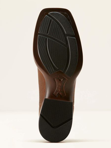 Ariat 10053654 Mens Booker Ultra Western Boot Brown Oiled Rowdy sole view. If you need any assistance with this item or the purchase of this item please call us at five six one seven four eight eight eight zero one Monday through Saturday 10:00a.m EST to 8:00 p.m EST