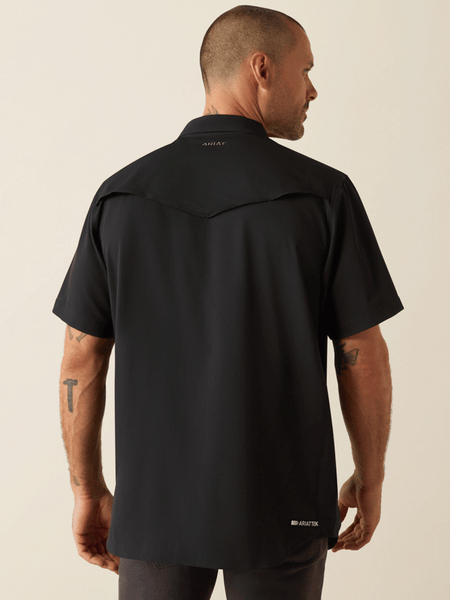 Ariat 10054477 Mens VentTEK Western Fitted Shirt Black back view. If you need any assistance with this item or the purchase of this item please call us at five six one seven four eight eight eight zero one Monday through Saturday 10:00a.m EST to 8:00 p.m EST