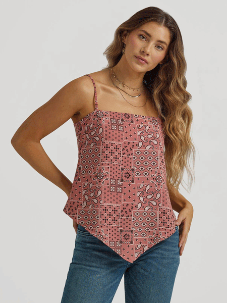 Wrangler 112344851 Womens Retro Punchy Sleeveless Top Burgundy front view. If you need any assistance with this item or the purchase of this item please call us at five six one seven four eight eight eight zero one Monday through Saturday 10:00a.m EST to 8:00 p.m EST
