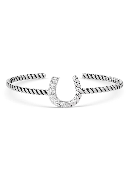 Montana Silversmiths BC5969 Womens Roping Luck Cuff Bracelet Silver front view. If you need any assistance with this item or the purchase of this item please call us at five six one seven four eight eight eight zero one Monday through Saturday 10:00a.m EST to 8:00 p.m EST