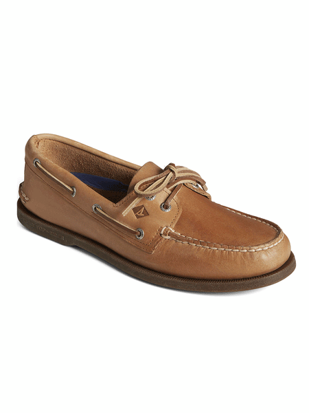 Sperry 0197640 Mens Authentic Original Boat Shoe Sahara Tan front and side view. If you need any assistance with this item or the purchase of this item please call us at five six one seven four eight eight eight zero one Monday through Saturday 10:00a.m EST to 8:00 p.m EST
