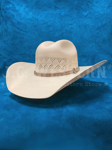 Larry Mahan MSP430PALX 10X PALOMINO Straw Hat Ivory side and front view. If you need any assistance with this item or the purchase of this item please call us at five six one seven four eight eight eight zero one Monday through Saturday 10:00a.m EST to 8:00 p.m EST