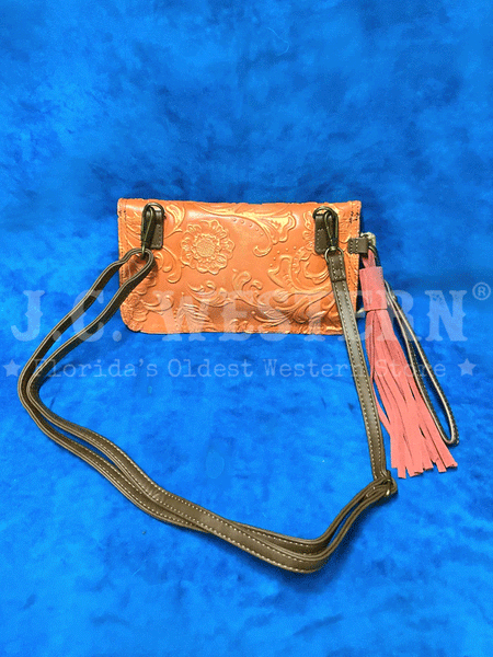 Catchfly 23070841ORG Womens Wristlet With Crossbody Strap Bag Orange back view. If you need any assistance with this item or the purchase of this item please call us at five six one seven four eight eight eight zero one Monday through Saturday 10:00a.m EST to 8:00 p.m EST