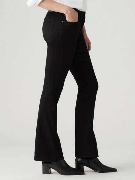Levis 187590063 Womens 725 High Rise Bootcut Jeans Soft Black side view. If you need any assistance with this item or the purchase of this item please call us at five six one seven four eight eight eight zero one Monday through Saturday 10:00a.m EST to 8:00 p.m EST