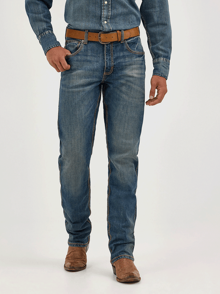Wrangler WLT88BZ Mens Retro Slim Fit Straight Leg Jean Bozeman front view. If you need any assistance with this item or the purchase of this item please call us at five six one seven four eight eight eight zero one Monday through Saturday 10:00a.m EST to 8:00 p.m EST