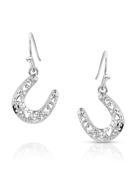 Montana Silversmiths ER5700 Womens Heartfelt Luck Horseshoe Earrings Silver front. If you need any assistance with this item or the purchase of this item please call us at five six one seven four eight eight eight zero one Monday through Saturday 10:00a.m EST to 8:00 p.m EST