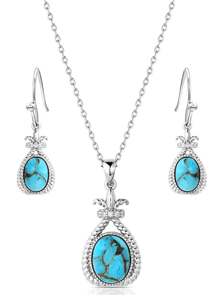 Montana Silversmiths JS6035 Womens Turquoise Revival Jewelry Set Silver front view. If you need any assistance with this item or the purchase of this item please call us at five six one seven four eight eight eight zero one Monday through Saturday 10:00a.m EST to 8:00 p.m EST