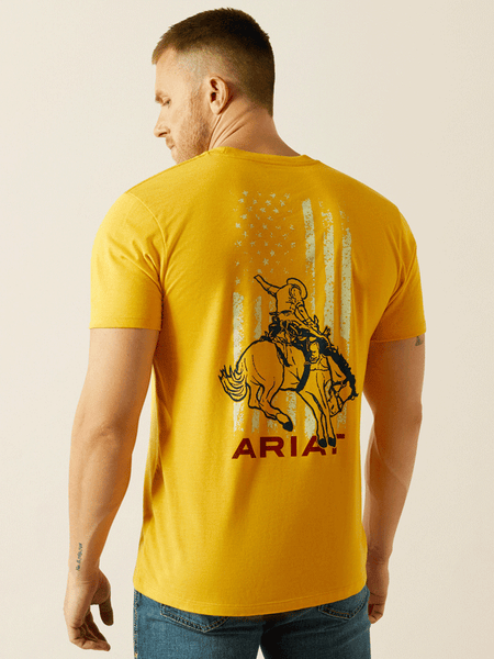 Ariat 10054772 Mens Rodeo Proud T-Shirt Gold Heather back view. If you need any assistance with this item or the purchase of this item please call us at five six one seven four eight eight eight zero one Monday through Saturday 10:00a.m EST to 8:00 p.m EST