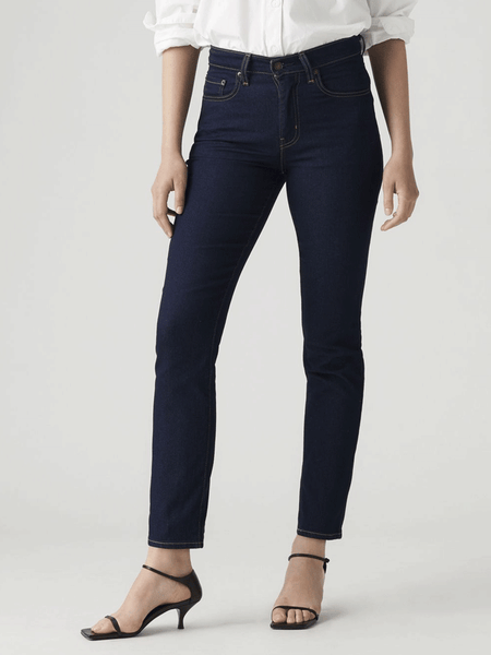 Levi's 188830011 Womens 724 High Rise Slim Straight Jean Cast Shadows Navy front view. If you need any assistance with this item or the purchase of this item please call us at five six one seven four eight eight eight zero one Monday through Saturday 10:00a.m EST to 8:00 p.m EST