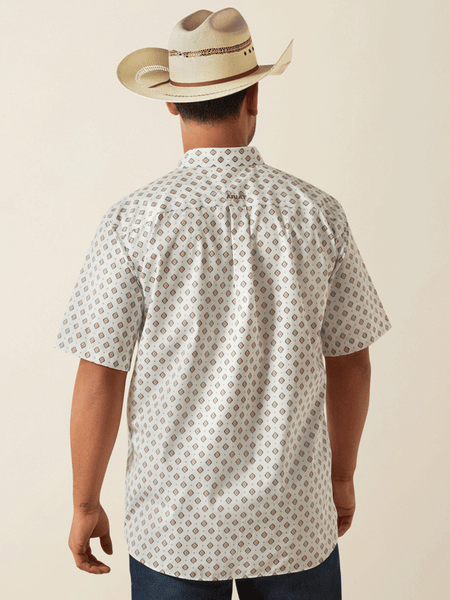 Ariat 10058742 Mens Wrinkle Free Evan Classic Fit Short Sleeve Shirt White back view. If you need any assistance with this item or the purchase of this item please call us at five six one seven four eight eight eight zero one Monday through Saturday 10:00a.m EST to 8:00 p.m EST