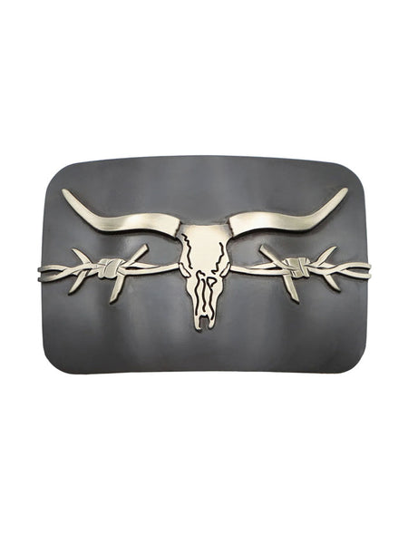 AndWest PA003 Longhorn Skull Buckle Patina Silver front view. If you need any assistance with this item or the purchase of this item please call us at five six one seven four eight eight eight zero one Monday through Saturday 10:00a.m EST to 8:00 p.m EST
