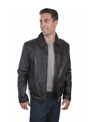 Scully 710-144 Mens Casual Western Lamb Leather Jacket Black alternate front view. If you need any assistance with this item or the purchase of this item please call us at five six one seven four eight eight eight zero one Monday through Saturday 10:00a.m EST to 8:00 p.m EST 