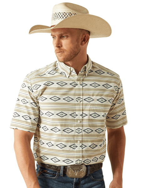 Ariat 10054816 Mens Christopher Classic Short Sleeve Shirt Mint front view. If you need any assistance with this item or the purchase of this item please call us at five six one seven four eight eight eight zero one Monday through Saturday 10:00a.m EST to 8:00 p.m EST