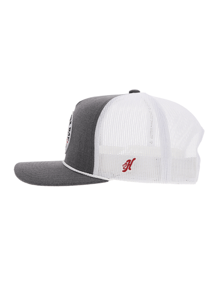 Hooey 2365T-GYWH JOHN WAYNE High Profile Snapback Trucker Hat Grey And White side view. If you need any assistance with this item or the purchase of this item please call us at five six one seven four eight eight eight zero one Monday through Saturday 10:00a.m EST to 8:00 p.m EST