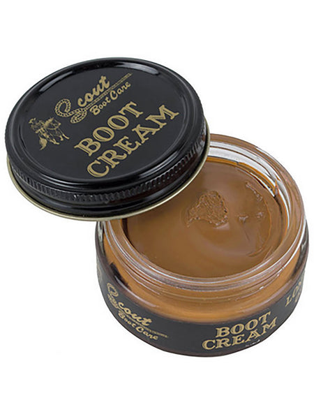 Scout 0350108 Revitalizing Boot Cream 1.55 oz Tan front view. If you need any assistance with this item or the purchase of this item please call us at five six one seven four eight eight eight zero one Monday through Saturday 10:00a.m EST to 8:00 p.m EST