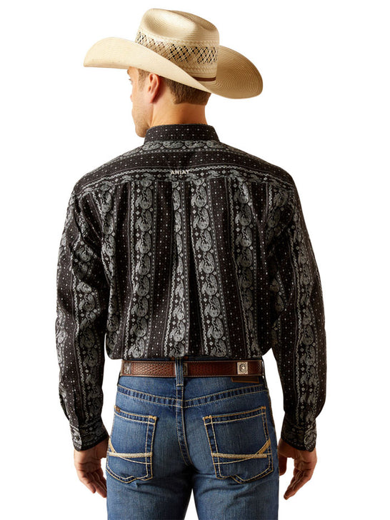 Ariat 10051460 Mens Jared Classic Fit Shirt Black back view. If you need any assistance with this item or the purchase of this item please call us at five six one seven four eight eight eight zero one Monday through Saturday 10:00a.m EST to 8:00 p.m EST