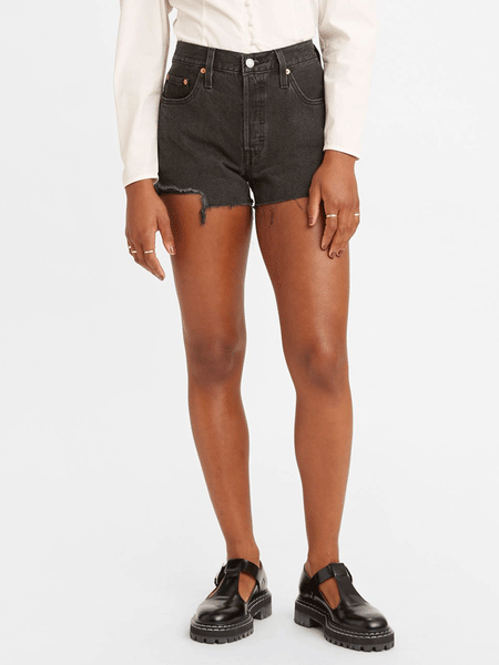 Levi's 563270112 Womens 501 Original Shorts Lunar Black front view. If you need any assistance with this item or the purchase of this item please call us at five six one seven four eight eight eight zero one Monday through Saturday 10:00a.m EST to 8:00 p.m EST