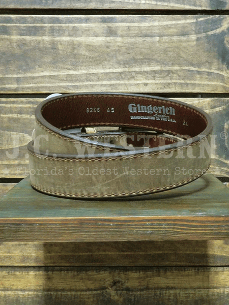 Gingerich 8246-45 Mens Austin Oil Tanned Leather Belt Distressed Brown back view. If you need any assistance with this item or the purchase of this item please call us at five six one seven four eight eight eight zero one Monday through Saturday 10:00a.m EST to 8:00 p.m EST