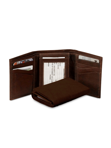 Western Express MIN-2364 Leather Tri-Fold Wallet Brown. If you need any assistance with this item or the purchase of this item please call us at five six one seven four eight eight eight zero one Monday through Saturday 10:00a.m EST to 8:00 p.m EST