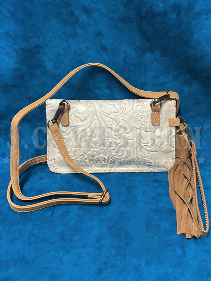 Catchfly 23070841IVY Womens Wristlet With Crossbody Strap Bag Ivory front view. If you need any assistance with this item or the purchase of this item please call us at five six one seven four eight eight eight zero one Monday through Saturday 10:00a.m EST to 8:00 p.m EST