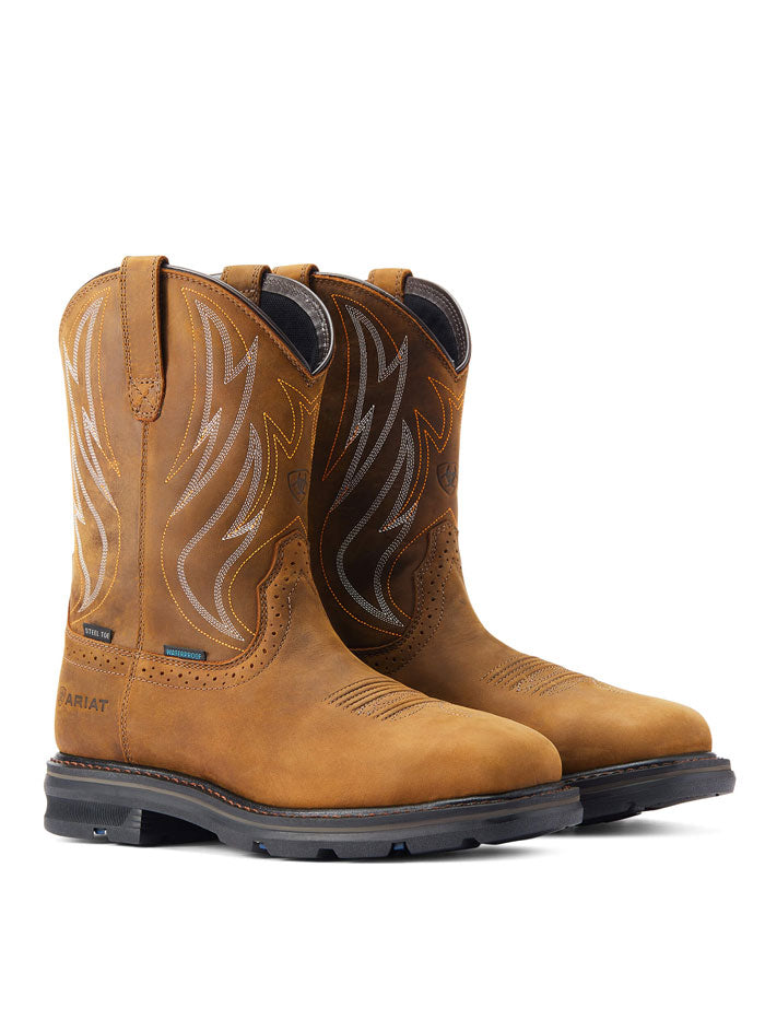 Ariat 10044544 Mens Sierra Shock Shield H20 Steel Toe Distressed Brown front view. If you need any assistance with this item or the purchase of this item please call us at five six one seven four eight eight eight zero one Monday through Saturday 10:00a.m EST to 8:00 p.m EST