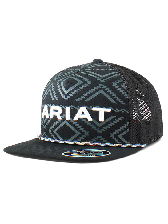Ariat A300072001 Flexfit 110 Rope Cap Black front view. If you need any assistance with this item or the purchase of this item please call us at five six one seven four eight eight eight zero one Monday through Saturday 10:00a.m EST to 8:00 p.m EST