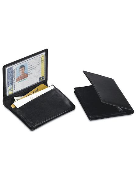Western Express MIN-090 Bifold Leather ID Card Holder Black open and aclose view. If you need any assistance with this item or the purchase of this item please call us at five six one seven four eight eight eight zero one Monday through Saturday 10:00a.m EST to 8:00 p.m EST
