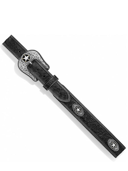 Justin C12423 Mens 5 Star Tooled Leather Belt Black alternative view. If you need any assistance with this item or the purchase of this item please call us at five six one seven four eight eight eight zero one Monday through Saturday 10:00a.m EST to 8:00 p.m EST