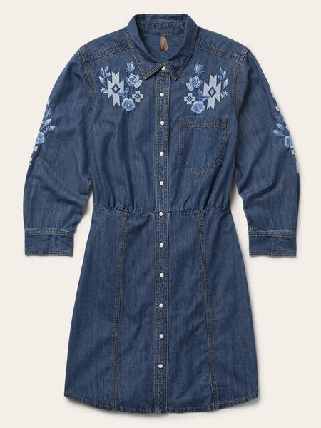 Stetson 11-057-0594-2045 Womens Shirt Dress Dark Blue Denim front view. If you need any assistance with this item or the purchase of this item please call us at five six one seven four eight eight eight zero one Monday through Saturday 10:00a.m EST to 8:00 p.m EST
