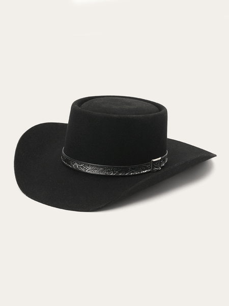 Stetson SBRVGR-463407 Revenger 4X Cowboy Hat Black front and side view. If you need any assistance with this item or the purchase of this item please call us at five six one seven four eight eight eight zero one Monday through Saturday 10:00a.m EST to 8:00 p.m EST