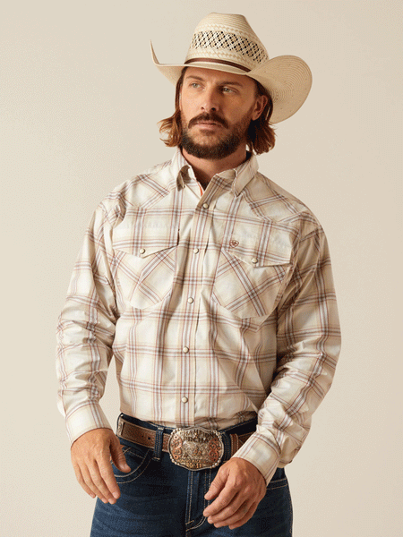 Ariat 10048502 Mens Pro Series Prescott Classic Fit Shirt Sandshell front view. If you need any assistance with this item or the purchase of this item please call us at five six one seven four eight eight eight zero one Monday through Saturday 10:00a.m EST to 8:00 p.m EST