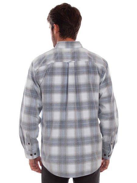 Scully 5333-BLG Mens Corduroy Shirt Long Sleeve Shirt Blue Grey back view. If you need any assistance with this item or the purchase of this item please call us at five six one seven four eight eight eight zero one Monday through Saturday 10:00a.m EST to 8:00 p.m EST