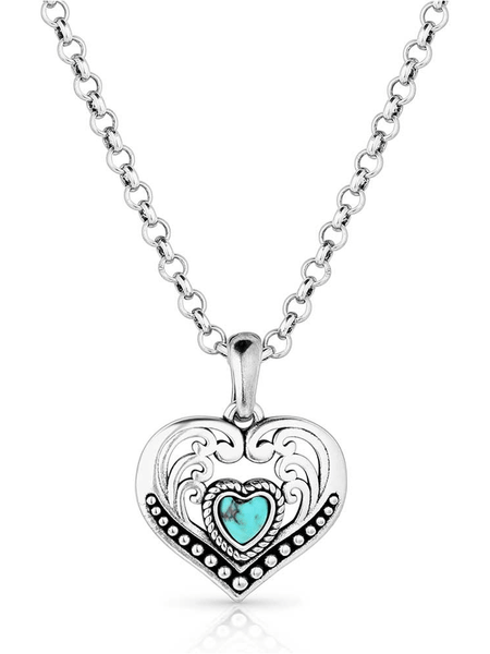 Montana Silversmiths NC6103 Womens Fierce Hearts Necklace Silver front view. If you need any assistance with this item or the purchase of this item please call us at five six one seven four eight eight eight zero one Monday through Saturday 10:00a.m EST to 8:00 p.m EST