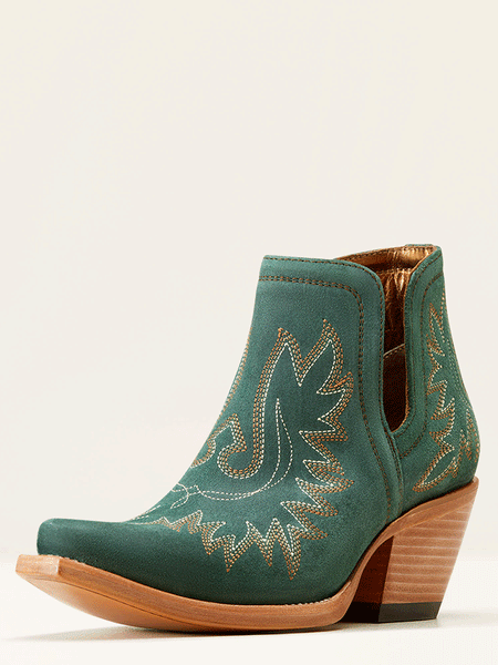 Ariat 10046866 Womens Dixon Western Boot Poseidon Suede Green front and side view. If you need any assistance with this item or the purchase of this item please call us at five six one seven four eight eight eight zero one Monday through Saturday 10:00a.m EST to 8:00 p.m EST
