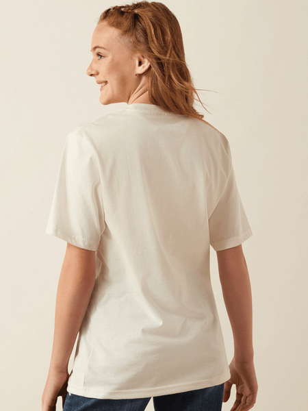 Ariat 10039646 Kids Chicken Love T-Shirt Antique White back view. If you need any assistance with this item or the purchase of this item please call us at five six one seven four eight eight eight zero one Monday through Saturday 10:00a.m EST to 8:00 p.m EST