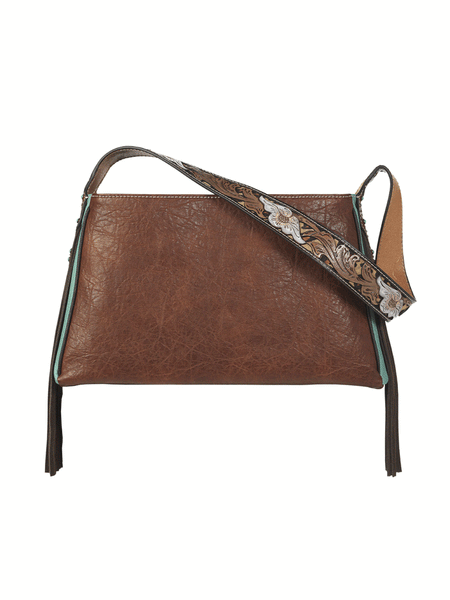 Nocona N770008302 Womens Conceal Carry Leopard Tooled Satchel Brown front view. If you need any assistance with this item or the purchase of this item please call us at five six one seven four eight eight eight zero one Monday through Saturday 10:00a.m EST to 8:00 p.m EST