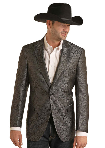 Rock & Roll Denim BM96C03634 Mens Jacquard Sports Coat Black front view. If you need any assistance with this item or the purchase of this item please call us at five six one seven four eight eight eight zero one Monday through Saturday 10:00a.m EST to 8:00 p.m EST