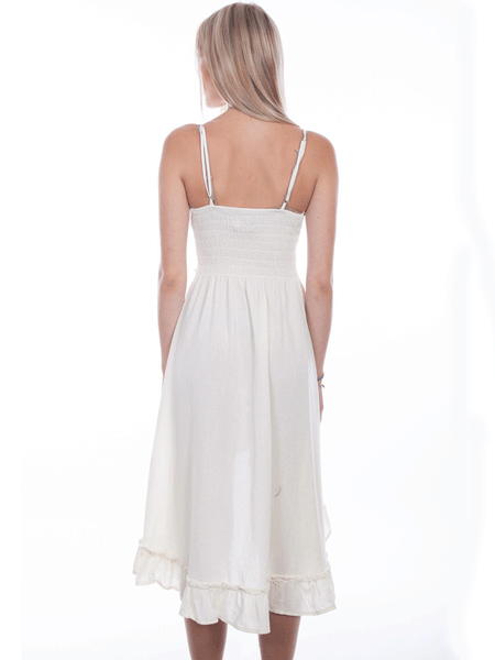 Scully PSL-265-VAN Womens Embroidered Ruffled Dress Vanilla Ivory back view. If you need any assistance with this item or the purchase of this item please call us at five six one seven four eight eight eight zero one Monday through Saturday 10:00a.m EST to 8:00 p.m EST