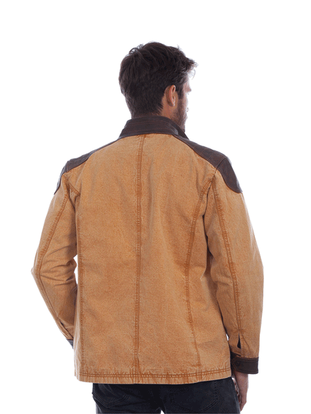 Scully 1089-187 XXL Men Canvas with Leather Trim Jacket, Tan - 2XL