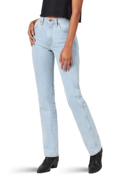 Wrangler 14MWZGH Womens Cowboy Cut Slim Fit Jean Bleach front view. If you need any assistance with this item or the purchase of this item please call us at five six one seven four eight eight eight zero one Monday through Saturday 10:00a.m EST to 8:00 p.m EST