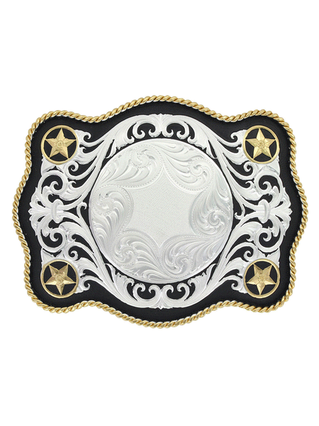 Montana Silversmiths 61360 Large Scalloped Sheridan Style Buckle Silver front view. If you need any assistance with this item or the purchase of this item please call us at five six one seven four eight eight eight zero one Monday through Saturday 10:00a.m EST to 8:00 p.m EST