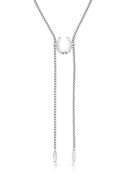 Montana Silversmiths NC6120 Womens Between Luck Necklace Silver back view. If you need any assistance with this item or the purchase of this item please call us at five six one seven four eight eight eight zero one Monday through Saturday 10:00a.m EST to 8:00 p.m EST