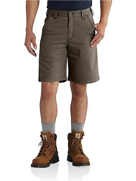 Carhartt 102514-217 Mens Rugged Flex® Relaxed Fit Canvas Work Short Tarmac front view. If you need any assistance with this item or the purchase of this item please call us at five six one seven four eight eight eight zero one Monday through Saturday 10:00a.m EST to 8:00 p.m EST