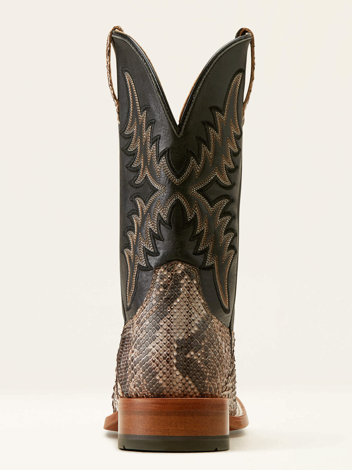 Ariat 10047081 Mens Dry Gulch Python Cowboy Boot Tan Ancient Black front and outter side view. If you need any assistance with this item or the purchase of this item please call us at five six one seven four eight eight eight zero one Monday through Saturday 10:00a.m EST to 8:00 p.m EST