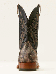 Ariat 10047081 Mens Dry Gulch Python Cowboy Boot Tan Ancient Black back view. If you need any assistance with this item or the purchase of this item please call us at five six one seven four eight eight eight zero one Monday through Saturday 10:00a.m EST to 8:00 p.m EST