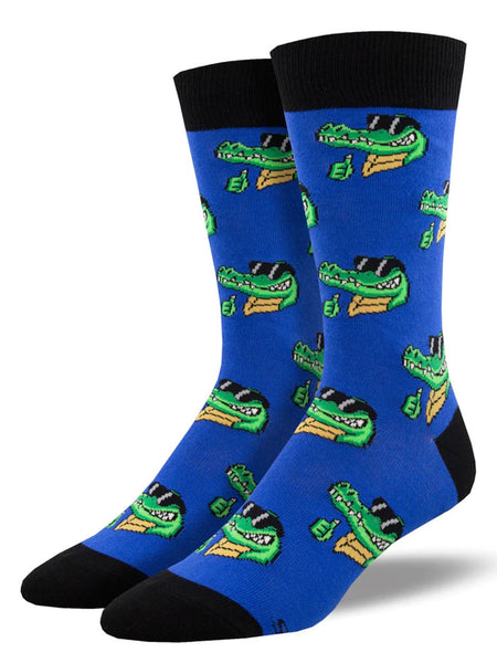 Socksmith MNC2547-BLU Mens Cool As A Croc Socks Blue front view. If you need any assistance with this item or the purchase of this item please call us at five six one seven four eight eight eight zero one Monday through Saturday 10:00a.m EST to 8:00 p.m EST